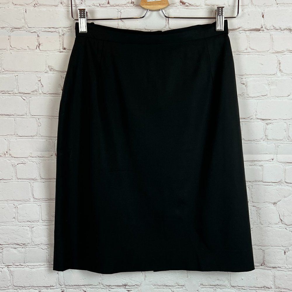 CYRILLUS vintage wool blend black classic pencil career skirt size 6